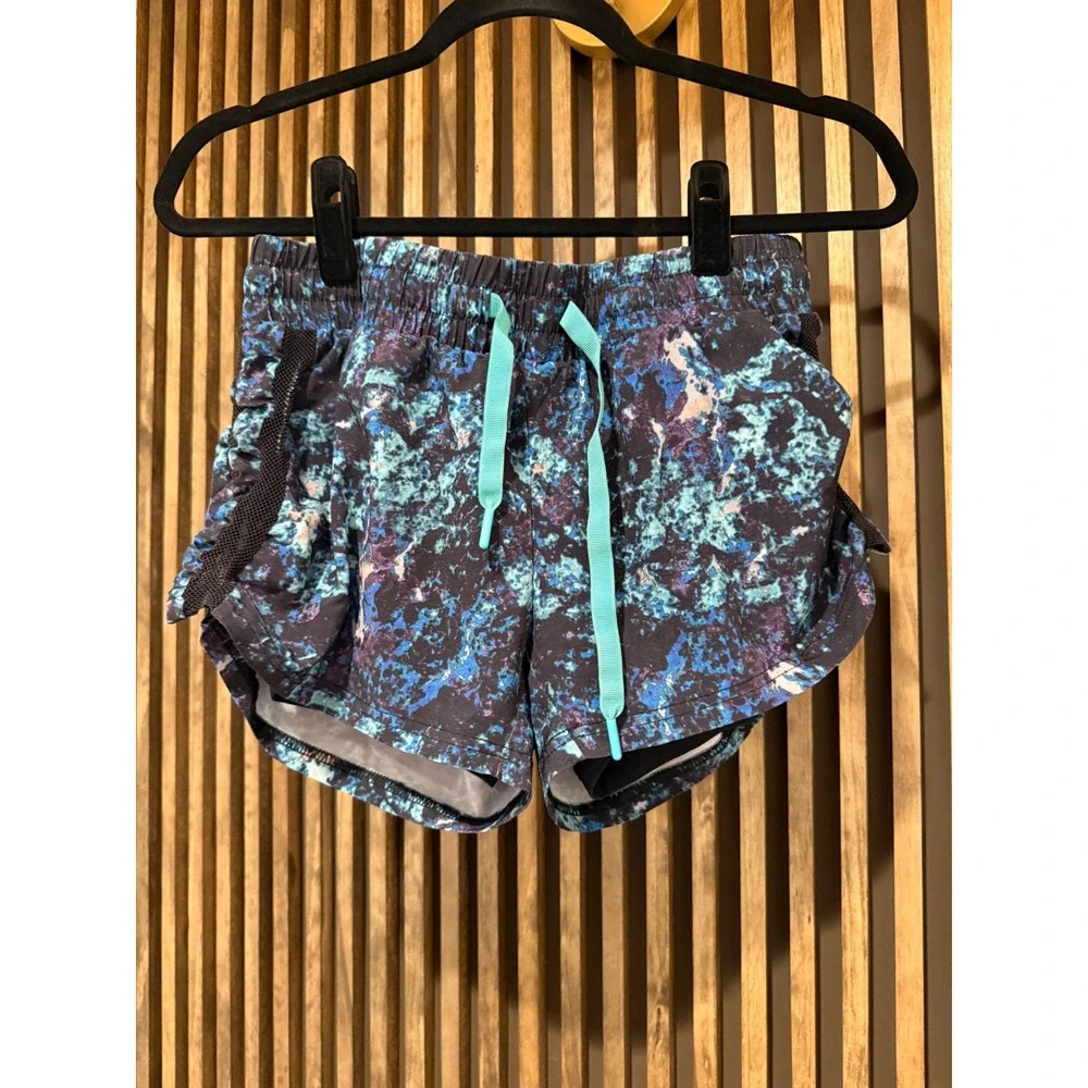 Fabletics Running Shorts Womens Small Blue Purple Black‎ Marble Print
